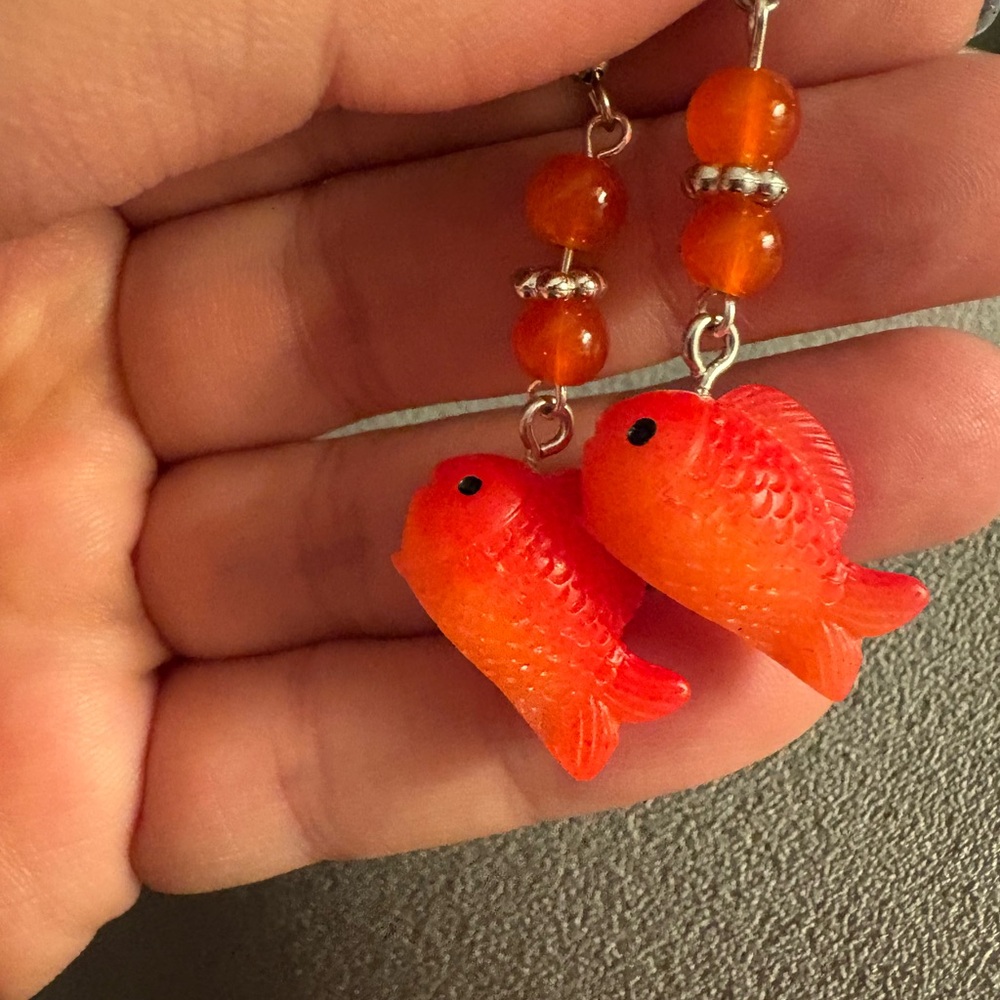 Gold Fish Dangle Earrings